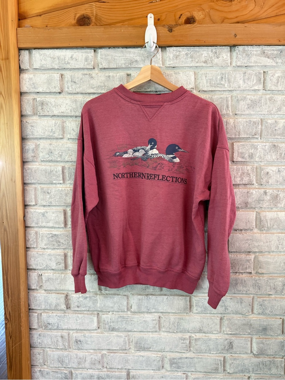 Vintage Northern Reflections Burgundy Crewneck with Loon Graphic